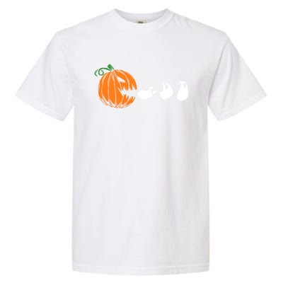 Funny Halloween Pumpkin Eating Ghost Gamer Cute Gift Garment-Dyed Heavyweight T-Shirt