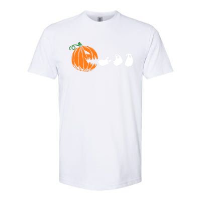 Funny Halloween Pumpkin Eating Ghost Gamer Cute Gift Softstyle CVC T-Shirt