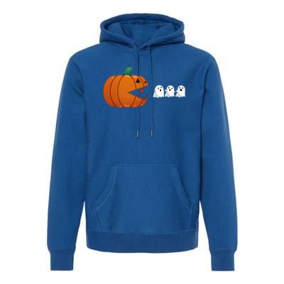 Funny Halloween Pumpkin Eating Ghost Gamer Cute Gift Premium Hoodie