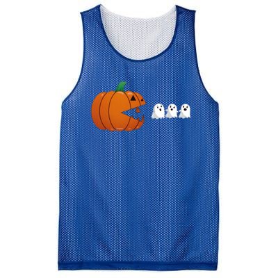 Funny Halloween Pumpkin Eating Ghost Gamer Cute Gift Mesh Reversible Basketball Jersey Tank