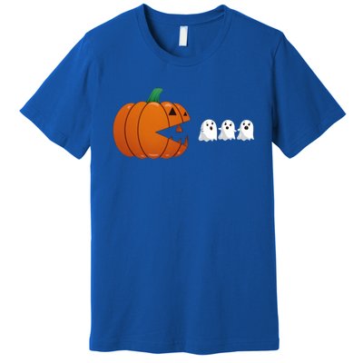 Funny Halloween Pumpkin Eating Ghost Gamer Cute Gift Premium T-Shirt