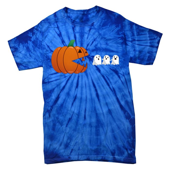 Funny Halloween Pumpkin Eating Ghost Gamer Cute Gift Tie-Dye T-Shirt