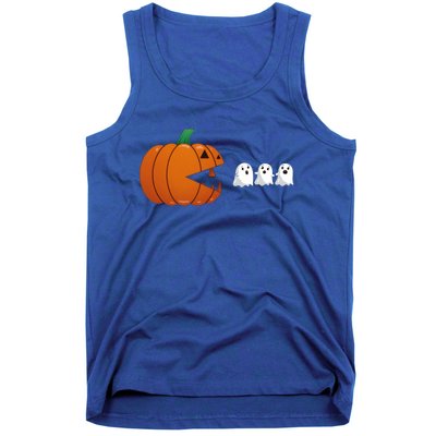 Funny Halloween Pumpkin Eating Ghost Gamer Cute Gift Tank Top