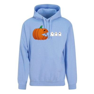 Funny Halloween Pumpkin Eating Ghost Gamer Cute Gift Unisex Surf Hoodie