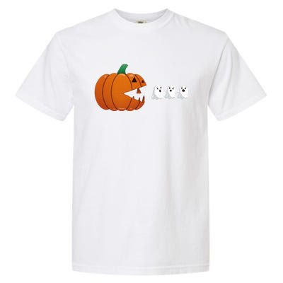 Funny Halloween Pumpkin Eating Ghost Gamer Cute Gift Garment-Dyed Heavyweight T-Shirt