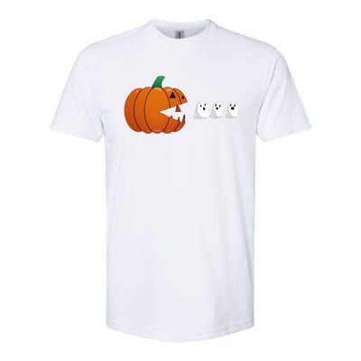 Funny Halloween Pumpkin Eating Ghost Gamer Cute Gift Softstyle CVC T-Shirt