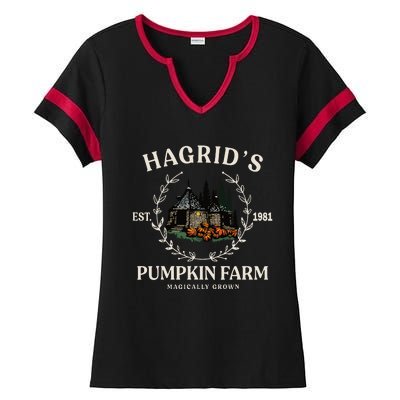 Fall HagridS Pumpkin Farm Patch Autumn Pumpkin Garden Ladies Halftime Notch Neck Tee