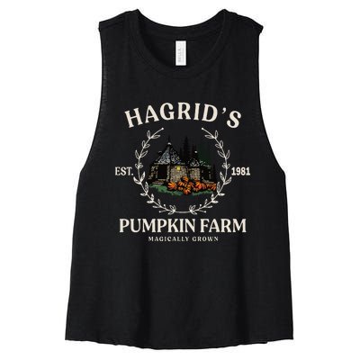 Fall HagridS Pumpkin Farm Patch Autumn Pumpkin Garden Women's Racerback Cropped Tank