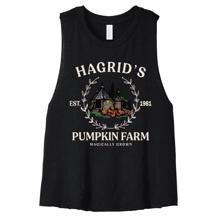 Fall HagridS Pumpkin Farm Patch Autumn Pumpkin Garden Women's Racerback Cropped Tank