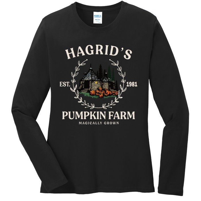 Fall HagridS Pumpkin Farm Patch Autumn Pumpkin Garden Ladies Long Sleeve Shirt