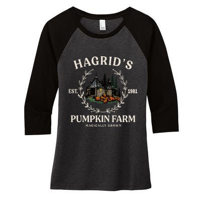 Fall HagridS Pumpkin Farm Patch Autumn Pumpkin Garden Women's Tri-Blend 3/4-Sleeve Raglan Shirt