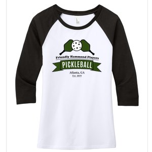 Friendly Hammond Players Pickleball Atlanta Women's Tri-Blend 3/4-Sleeve Raglan Shirt