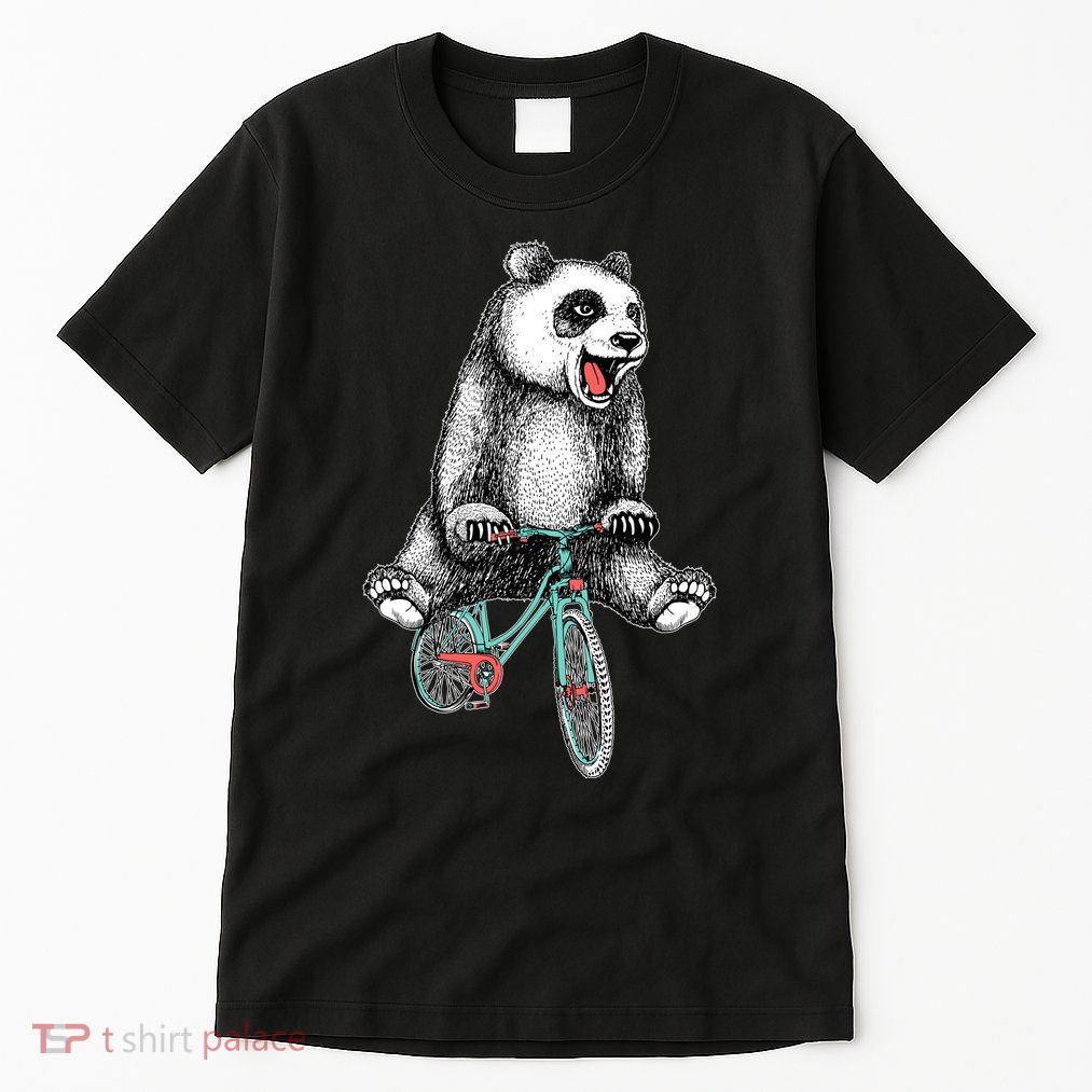 Funny Happy Panda On Bike Bicycle Tall T-Shirt