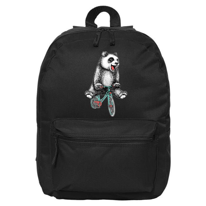 Funny Happy Panda On Bike Bicycle 16 in Basic Backpack