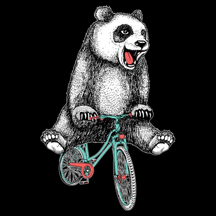 Funny Happy Panda On Bike Bicycle 16 in Basic Backpack