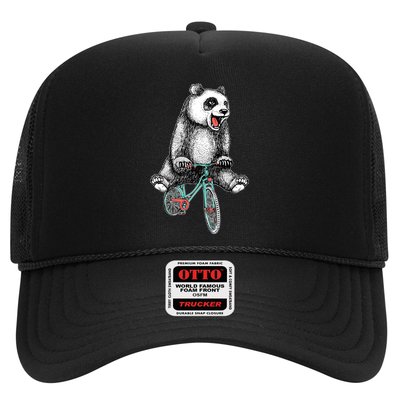 Funny Happy Panda On Bike Bicycle Trucker Hat