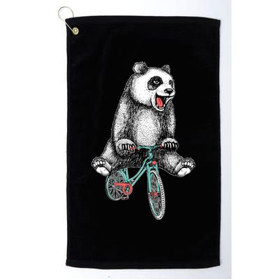 Funny Happy Panda On Bike Bicycle Golf Towel
