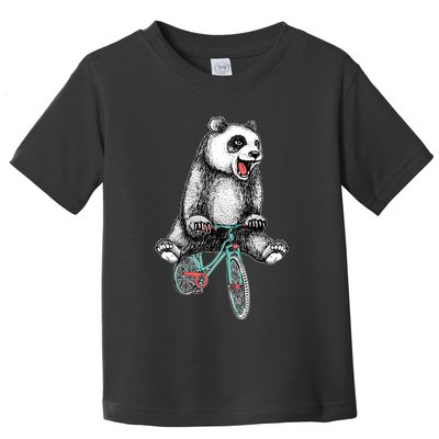 Funny Happy Panda On Bike Bicycle Toddler T-Shirt