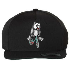 Funny Happy Panda On Bike Bicycle Wool Snapback Cap