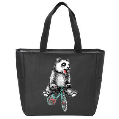 Funny Happy Panda On Bike Bicycle Zip Tote Bag
