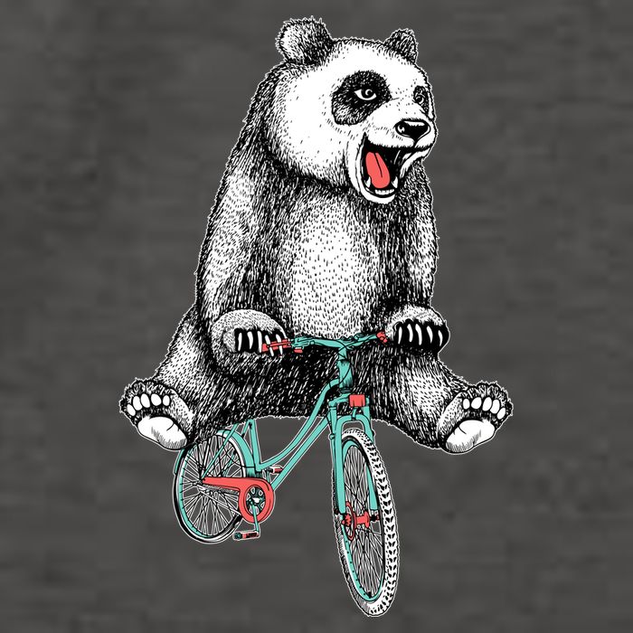 Funny Happy Panda On Bike Bicycle Vector Backpack
