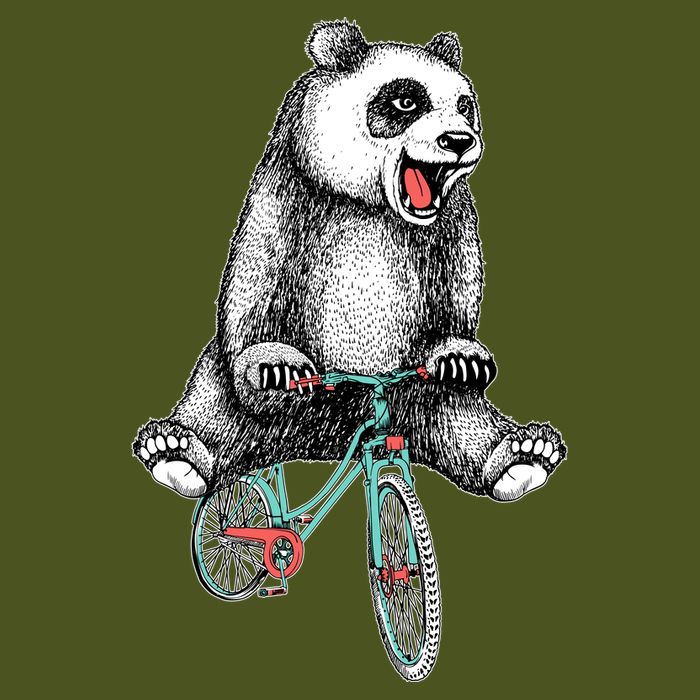 Funny Happy Panda On Bike Bicycle Sustainable Bucket Hat