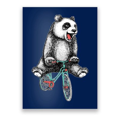 Funny Happy Panda On Bike Bicycle Poster