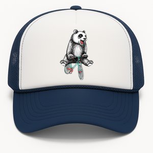 Funny Happy Panda On Bike Bicycle Trucker Hat