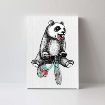 Funny Happy Panda On Bike Bicycle Canvas