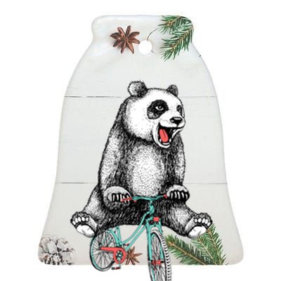 Funny Happy Panda On Bike Bicycle Ceramic Bell Ornament