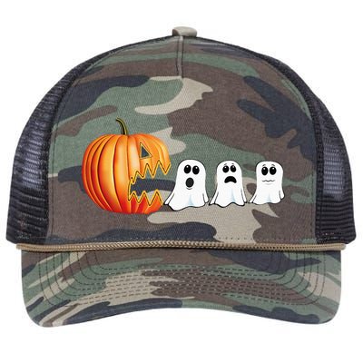 Funny Halloween Pumpkin Ghosts Jack O Lantern Retro Rope Trucker Hat Cap