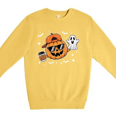 Funny Halloween Pumpkin Ghost Ing Coffee Gift Premium Crewneck Sweatshirt