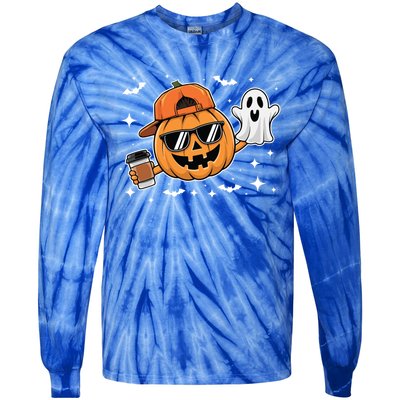 Funny Halloween Pumpkin Ghost Ing Coffee Gift Tie-Dye Long Sleeve Shirt