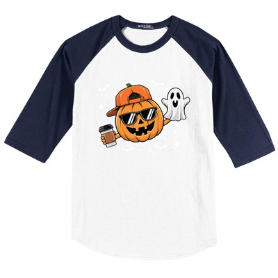 Funny Halloween Pumpkin Ghost Ing Coffee Gift Baseball Sleeve Shirt