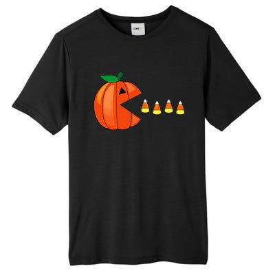 Funny Halloween Pumpkin Eating Candy Corn Tall Fusion ChromaSoft Performance T-Shirt