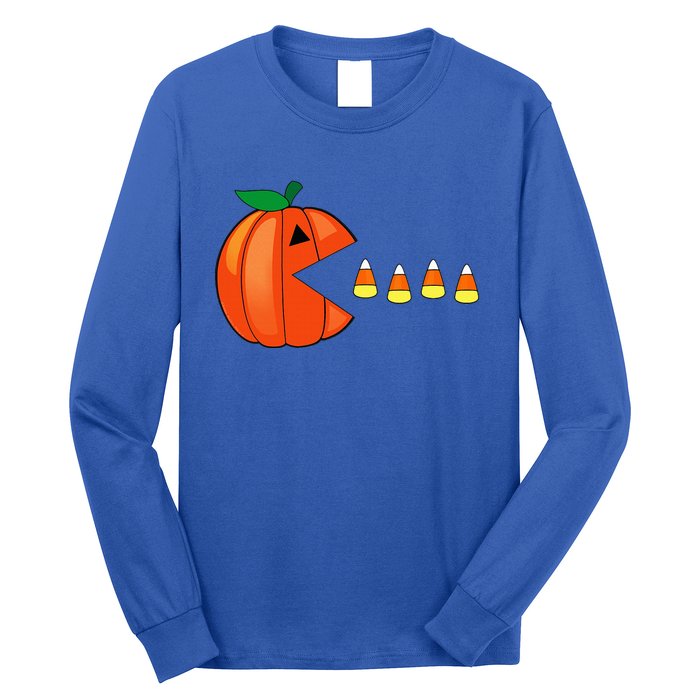 Funny Halloween Pumpkin Eating Candy Corn Long Sleeve Shirt