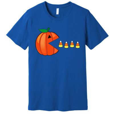 Funny Halloween Pumpkin Eating Candy Corn Premium T-Shirt