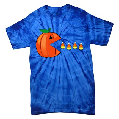 Funny Halloween Pumpkin Eating Candy Corn Tie-Dye T-Shirt