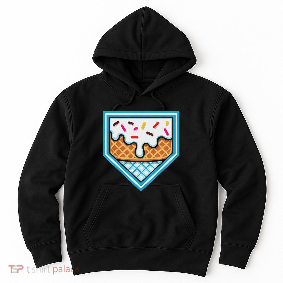 Funny Home Plate Drip Ice Cream Softball Baseball Hoodie
