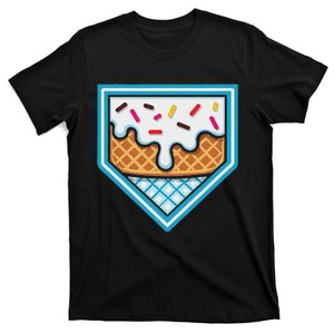 Funny Home Plate Drip Ice Cream Softball Baseball T-Shirt