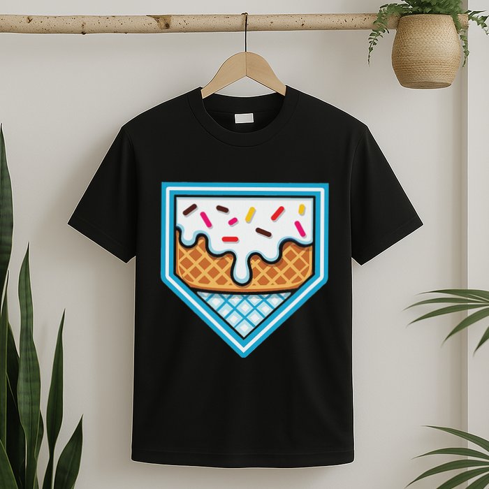 Funny Home Plate Drip Ice Cream Softball Baseball T-Shirt