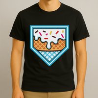 Funny Home Plate Drip Ice Cream Softball Baseball T-Shirt