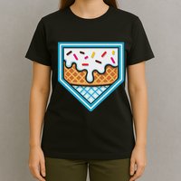 Funny Home Plate Drip Ice Cream Softball Baseball T-Shirt
