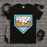 Funny Home Plate Drip Ice Cream Softball Baseball T-Shirt