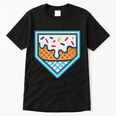 Funny Home Plate Drip Ice Cream Softball Baseball Tall T-Shirt
