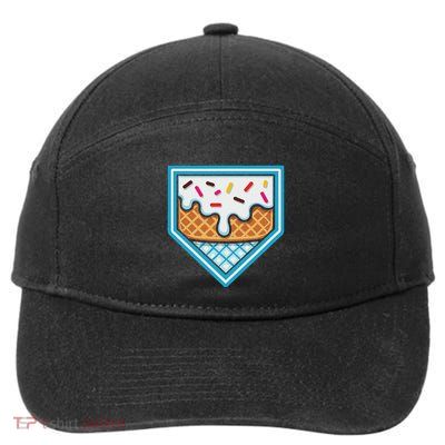Funny Home Plate Drip Ice Cream Softball Baseball 7-Panel Snapback Hat