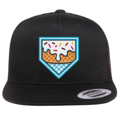 Funny Home Plate Drip Ice Cream Softball Baseball Flatbill Hat