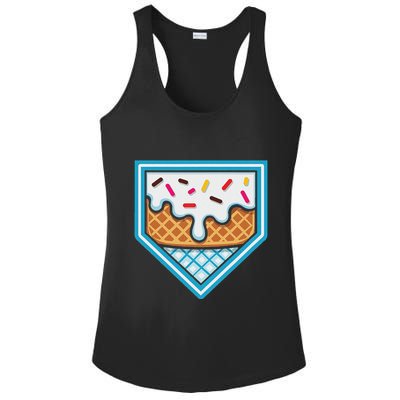 Funny Home Plate Drip Ice Cream Softball Baseball Ladies PosiCharge Competitor Racerback Tank