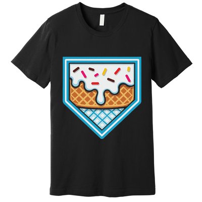 Funny Home Plate Drip Ice Cream Softball Baseball Premium T-Shirt