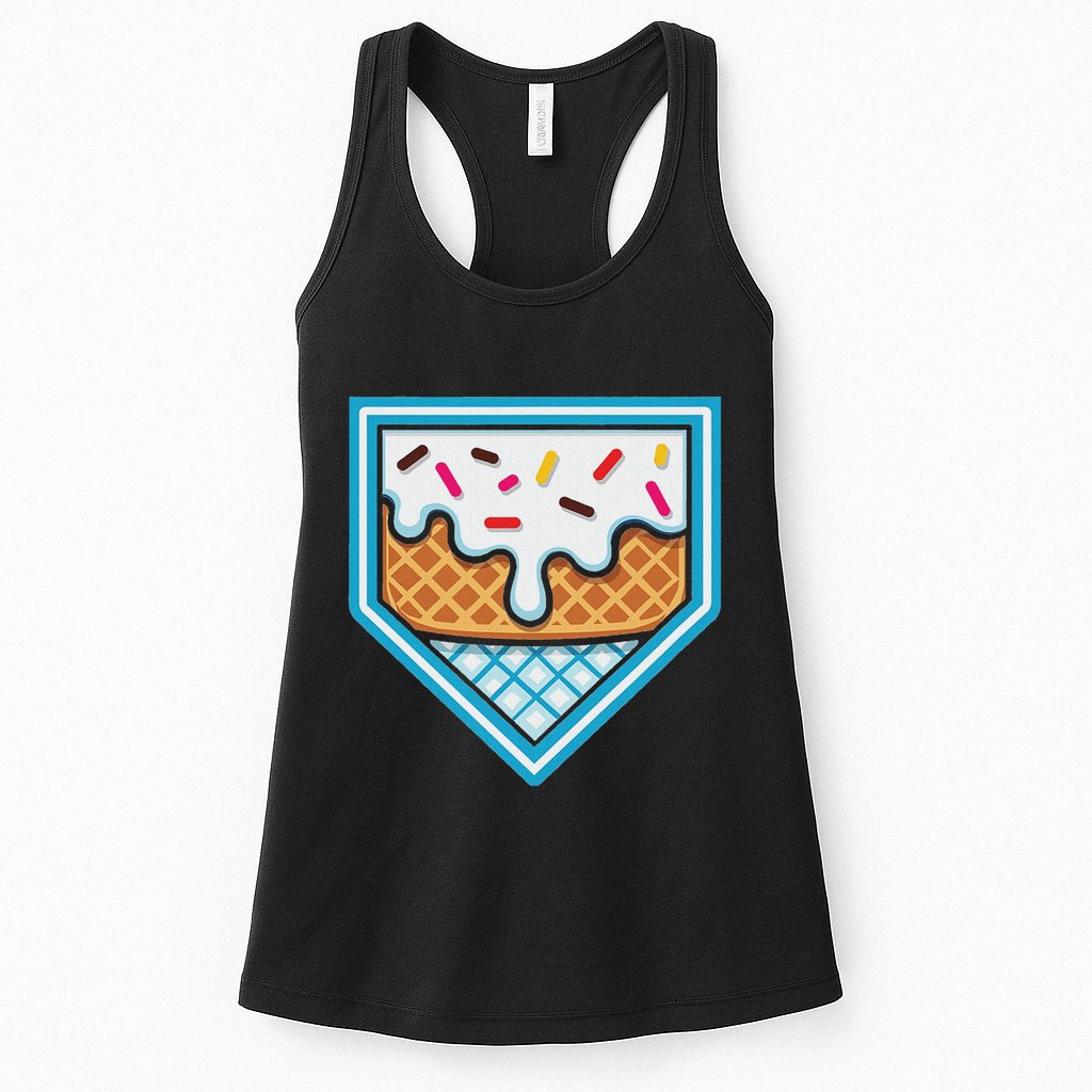 Funny Home Plate Drip Ice Cream Softball Baseball Womens Tank Top